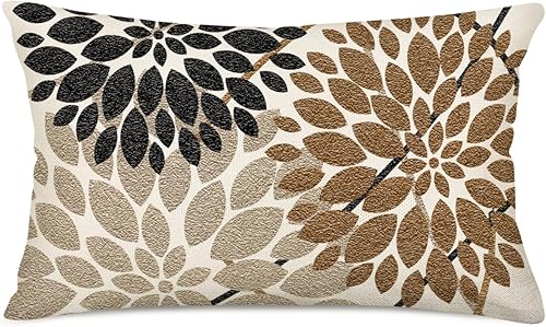 Miniatura 7 de Dahlia - Funda de almohada lumbar para exteriores de 12 x 20 pulgadas, funda de almohada rectangular con diseño geométrico geométrico de flores