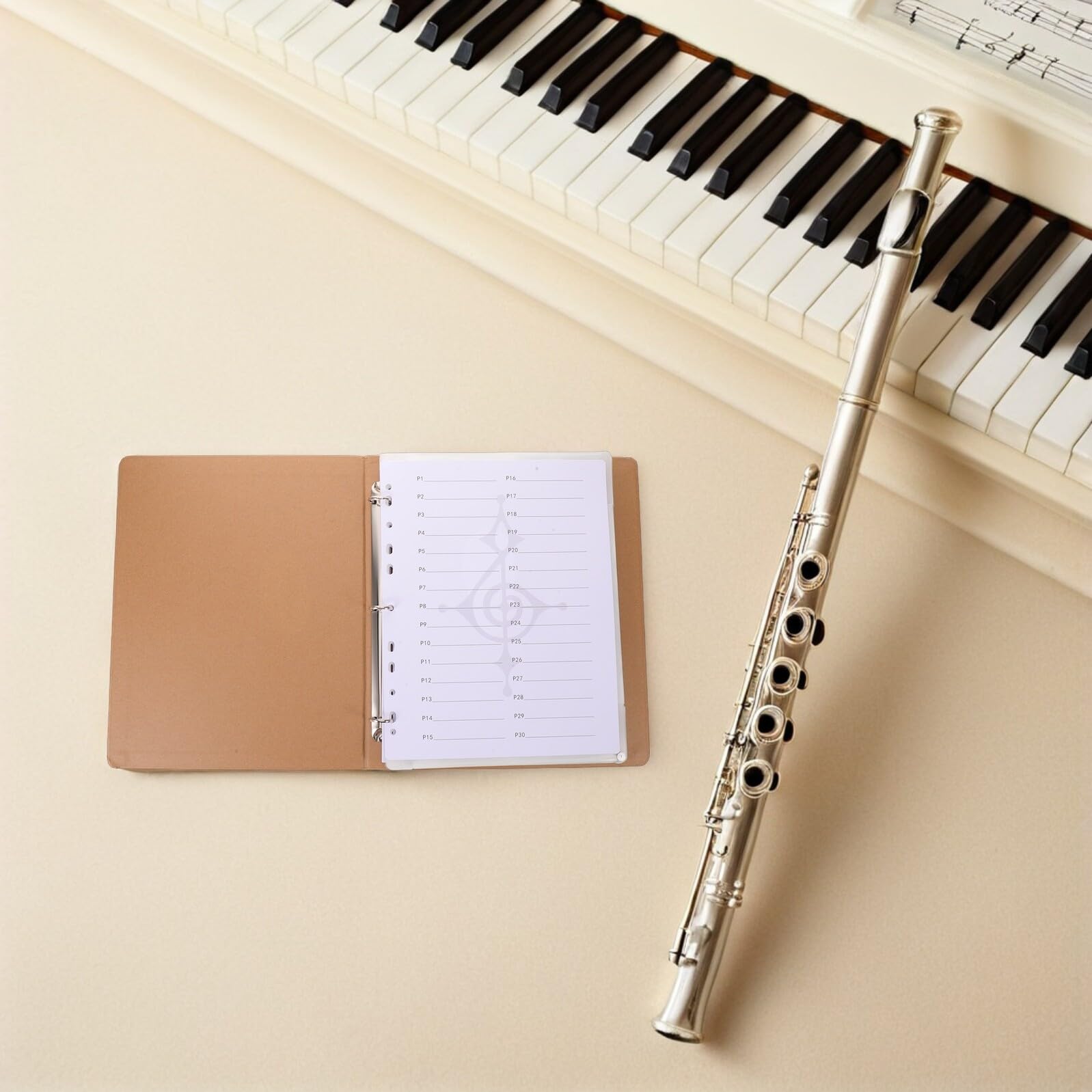 Cabilock Carpeta de Partituras de Papel Kraft 9 Agujeros para Guitarra y Piano, Soporte Organizador Numeración de Páginas, Adecuado para Coros, Ensayos y Presentaciones en Escena, Paquete