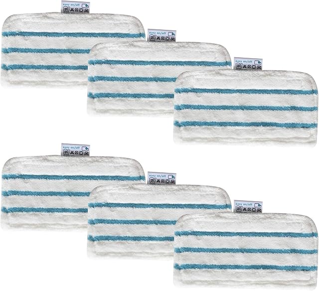 6 Pack Replacement Cleaning Mop Pads Microfibre Steam Mop Pads Replacement Washable Cleaner Pads for Black & Decker Steam Mop FSM1610 FSM1630 FSMH13E5 FSMH1300 FSMH1321 FSMH13151