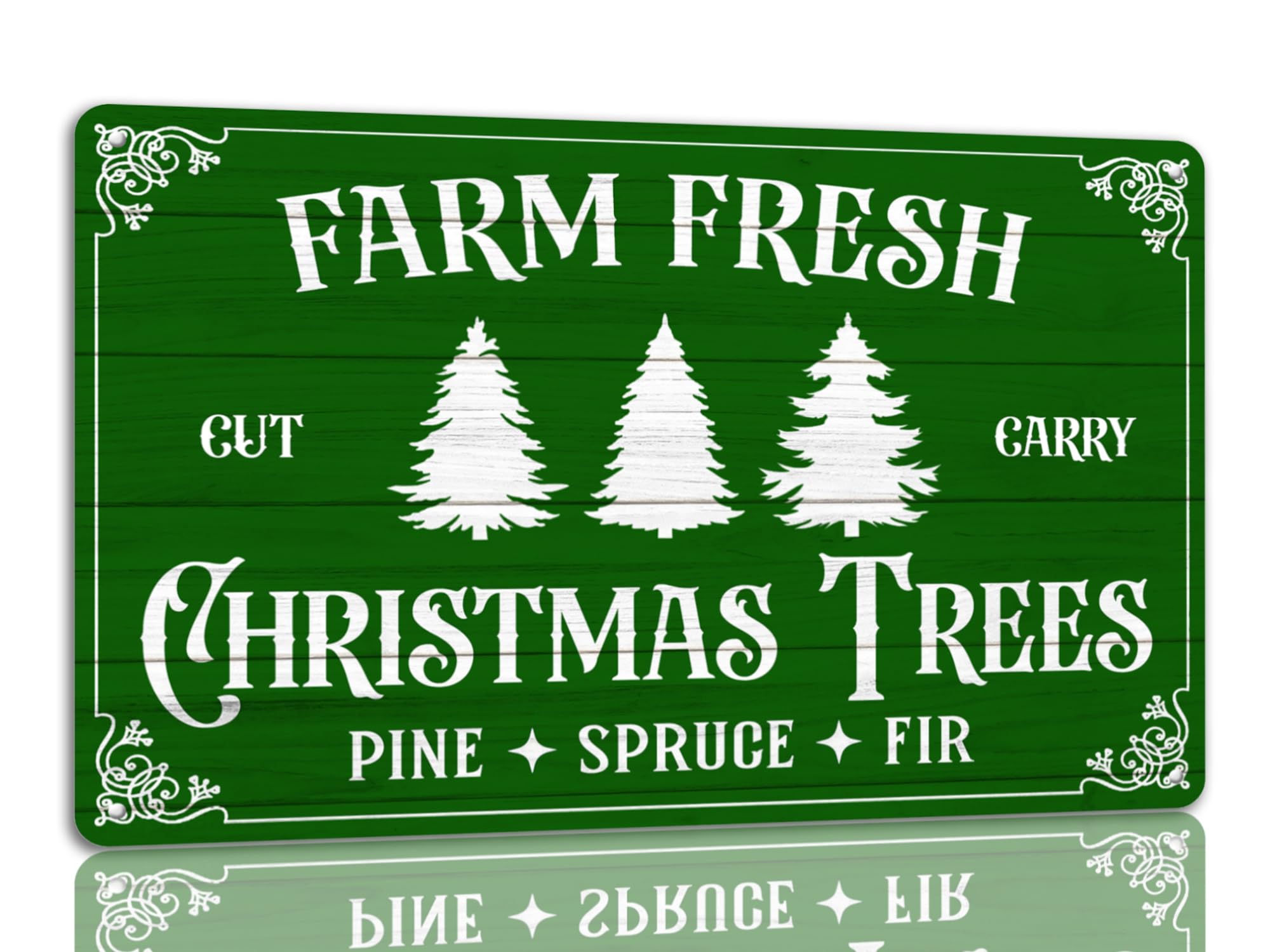 SMAZDFXX Farm Fresh Christmas Trees Tin Sign Funny Christmas Metal Signs Retro Santa Sign Christmas Wall Art Decor For Home Cafe Shop 12"x16"