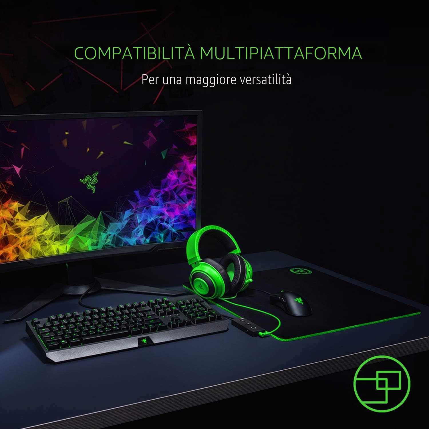 Razer Kraken Tournament Edition Gaming Headset Virtual 7.1 Surround-Sound 3.5mm for PC Green