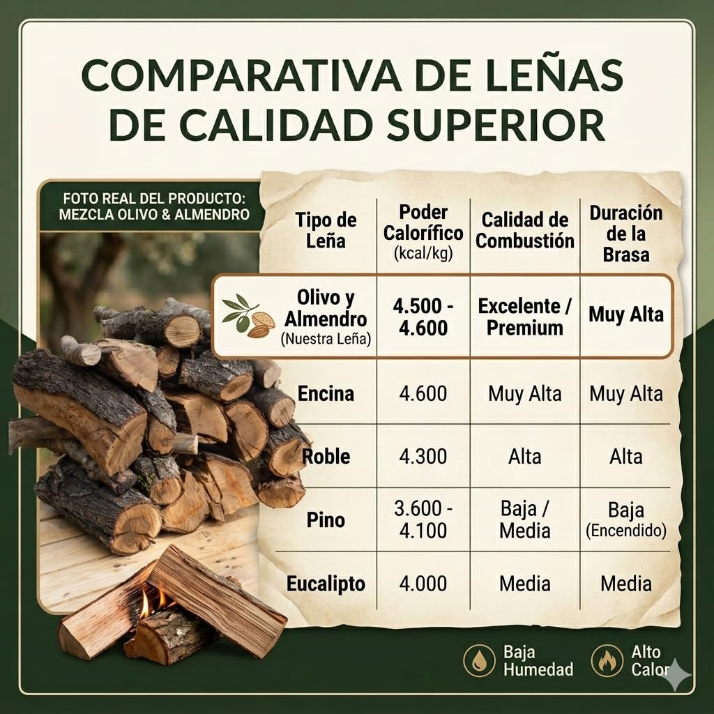 22 kg, 30 litros leña para Chimenea variada, Alto Poder calorífico. Troncos Cortos 40 cm, Estufa, Barbacoa, Fuego al Aire Libre, tala sostenible
