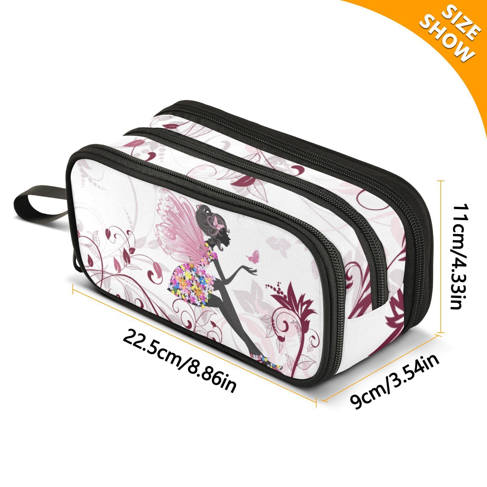 ISAOA Big Capacity Pencil Cases (Magic Fairy Flowers Girl Butterfly) Pouch Bag Large Pen Bag Stationery Bag for Girls Boys Adults Student - Image 3