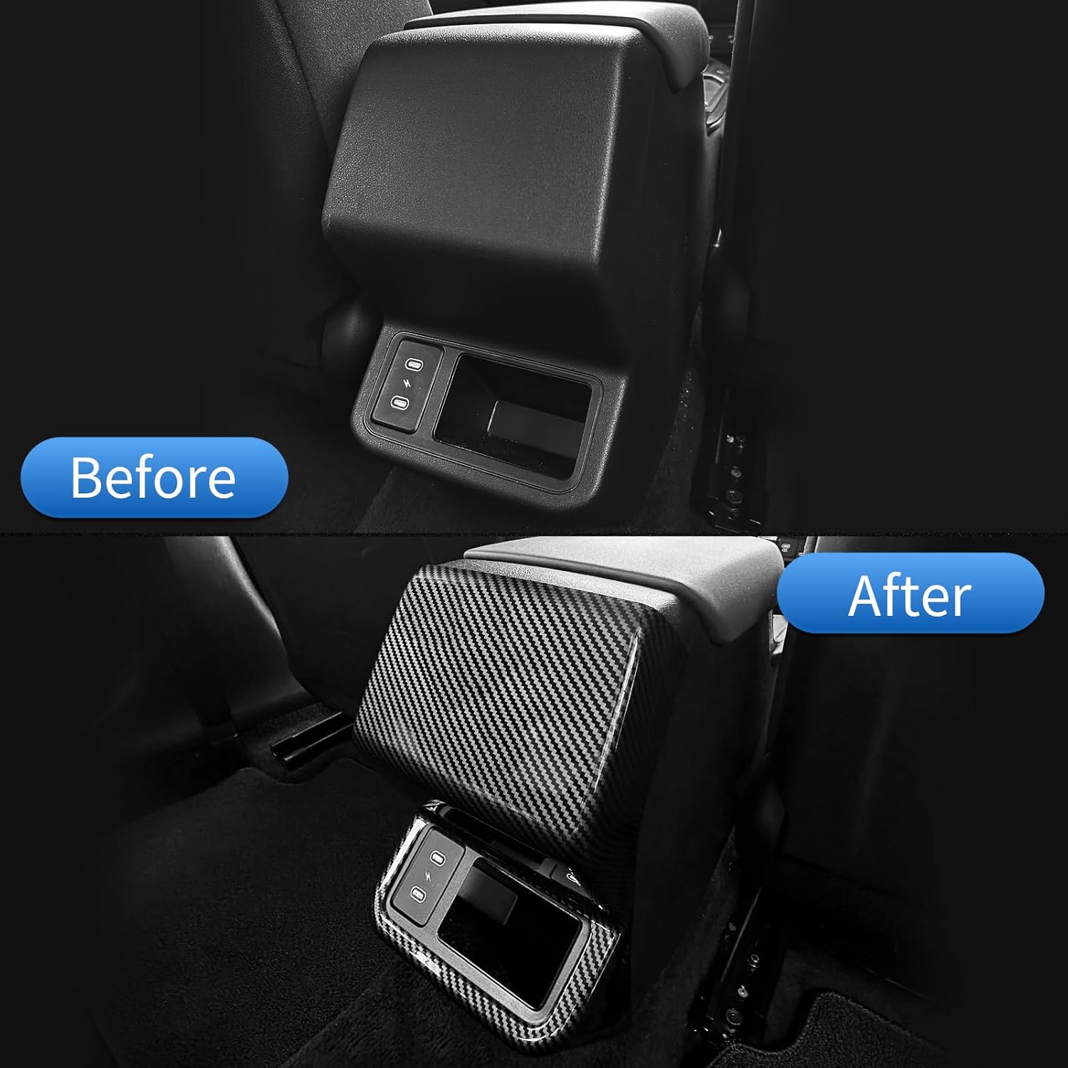 Rear Air Conditioning Vent Outlet Cover Trim Compatible with Kia K4 2025-2026 Accessories (Carbon Fiber Pattern)