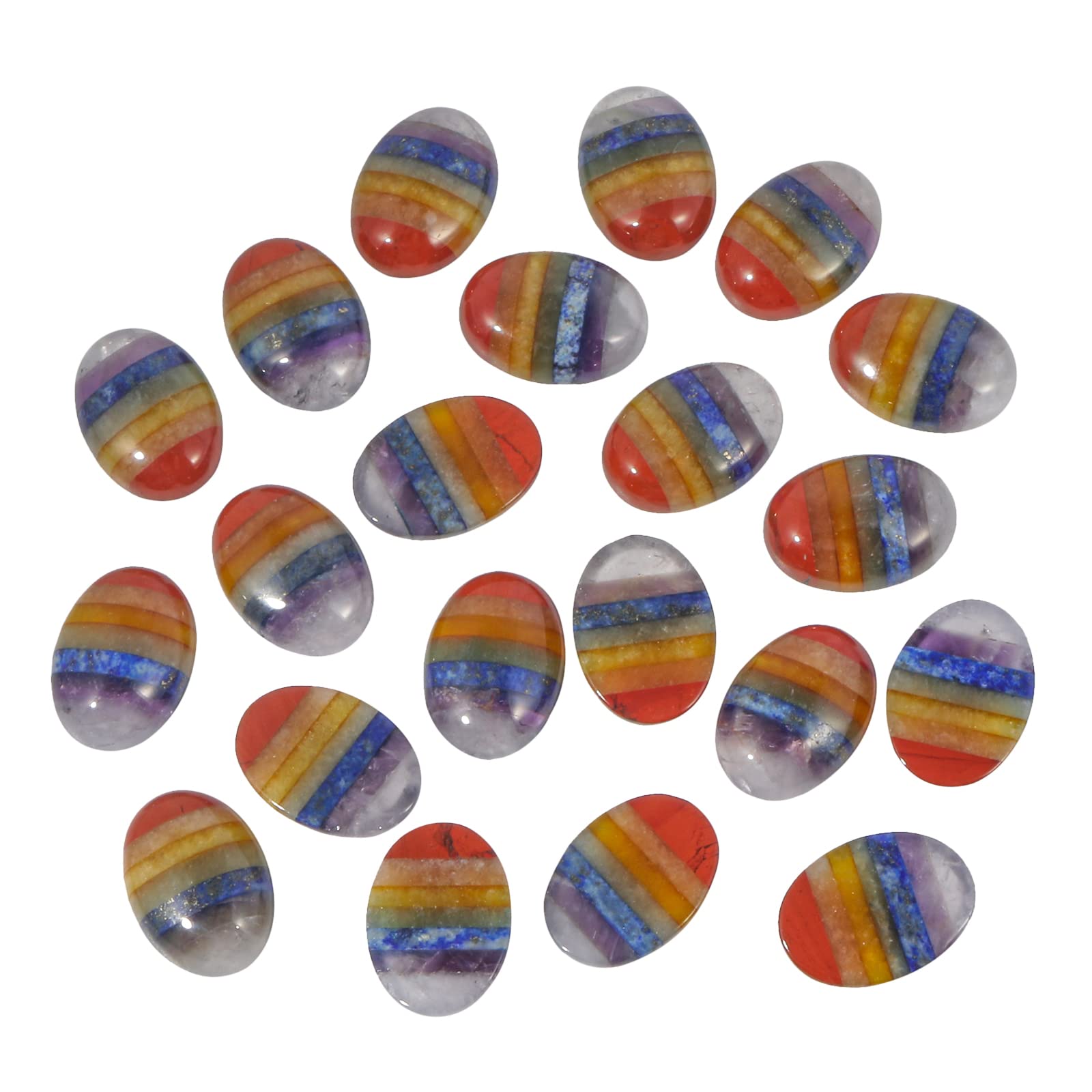 HOBBIESAY 16 stuks 16 stijlen stenen cabochons platte achterkant natuurlijke synthetische steen edelstenen platte ronde cabochon kleurrijke edelsteen voor sieraden maken 14 x 10 x 6 mm