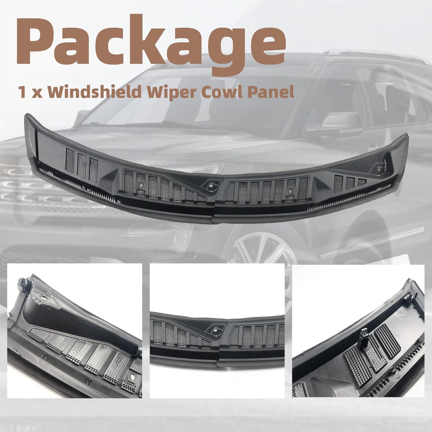 Windshield Wiper Cowl Panel Grille Compatible with Ford F150 2015-2020 Front Window Cover Insert Panel Replacemen FL3Z15022A69B, FL3Z25022A69B (Front Driver & Passenger Side)