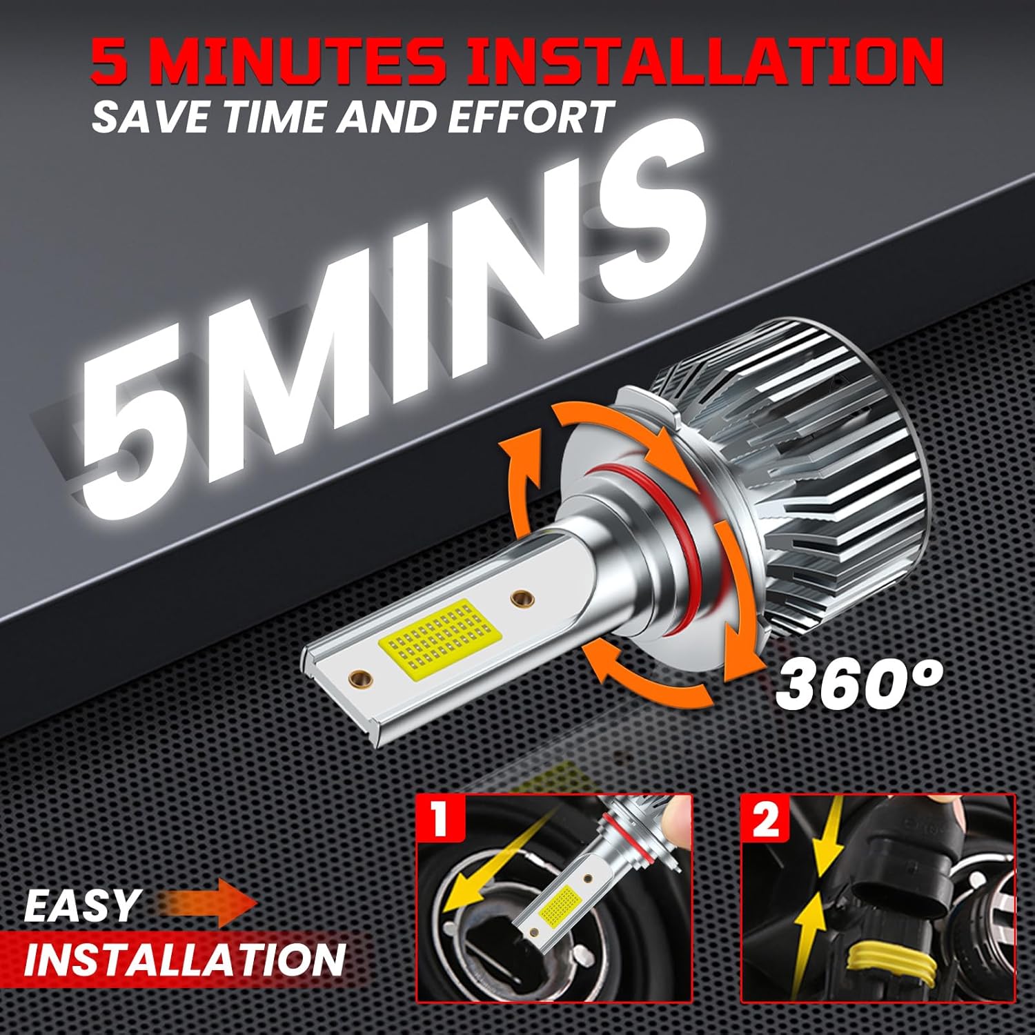 Light Bulbs Fit for Honda Civic 2006-2015, High Beam Low Beam Fog Light Bulb Combo,40000LM 6500K White,600% Brightness,with High-Speed Cooling Fan,5 Mins Plug-Play, IP68,Pack of 6