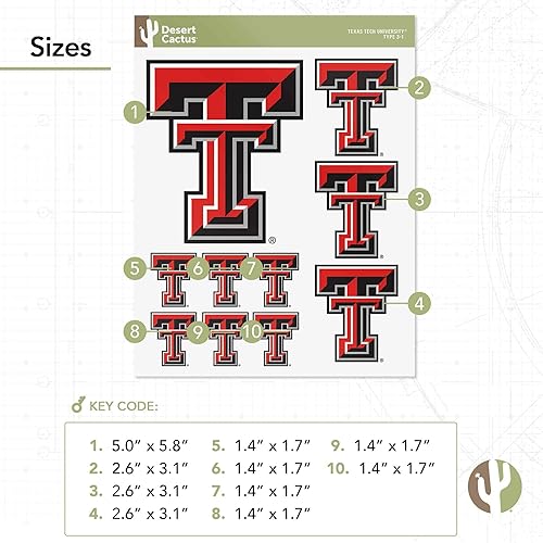 Miniatura 3 de Desert Cactus Calcomanías de vinilo de la Universidad de Texas Tech TTU Red Raiders, calcomanías de vinilo para botella de agua para laptop, hoja de