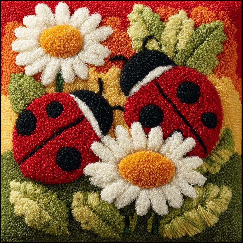 Henypt Latch Hook Kits for Beginners Flowers and Ladybugs