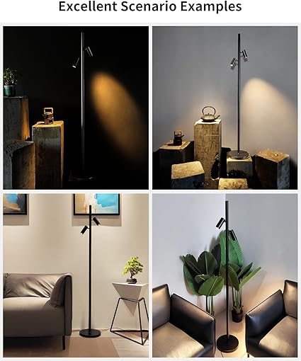 Gpaillumic Modern Bright Floor Lamp, 10w Floor Lamp with 2 Dimmable Rotating Lights, Adjustable Beam Angle Tall Standing Lamp for Living Room Home Office Reading Gaming 6000k photo 2