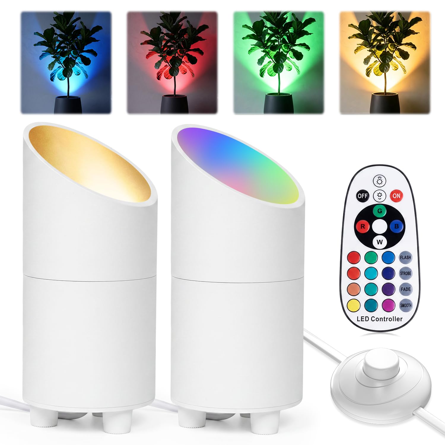 Floor Can Light 7W RGBW Led Color Changing Uplighting with 6FT Foot Switch