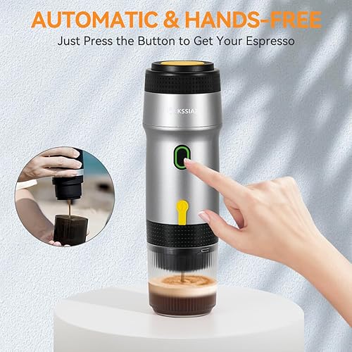 Miniatura 5 de Máquinas de café expreso portátiles, cafetera eléctrica con autocalentamiento, USB-C y cargador de automóvil, mini cafetera de 20 bar con cápsula NS