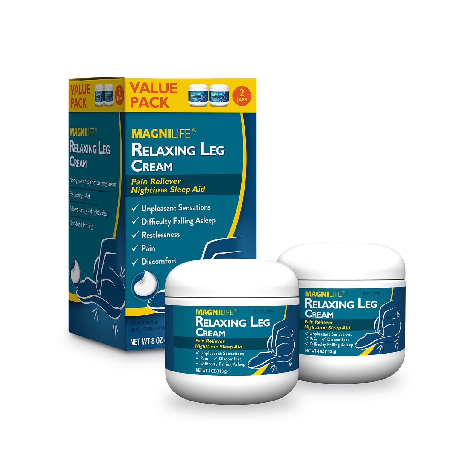 MagniLife Crema rilassante per le gambe, penetrazione profonda topica per alleviare il dolore e la sindrome delle gambe senza riposo, lenisce naturalmente i crampi, il disagio e il lancio con lavanda