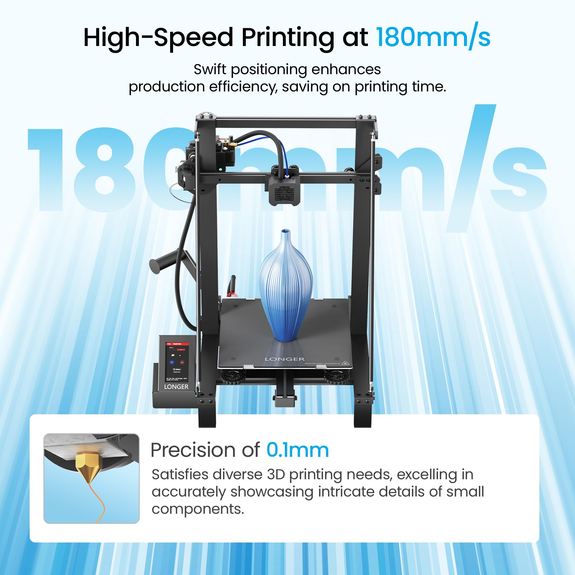 Longer LK5 Pro 3D-Drucker, große Baugröße 20 cm (L) x 30 cm (B) x 39 cm (H), 90% vormontiert, geräuschloses Motherboard, FDM 3D-Drucker für DIY-Druck zu Hause und in der Schule