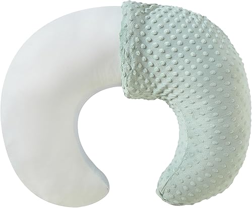Almohada de lactancia y posicionador con funda Minky para lactancia materna y alimentación con biberón, apuntalamiento del bebé, tiempo boca abajo,