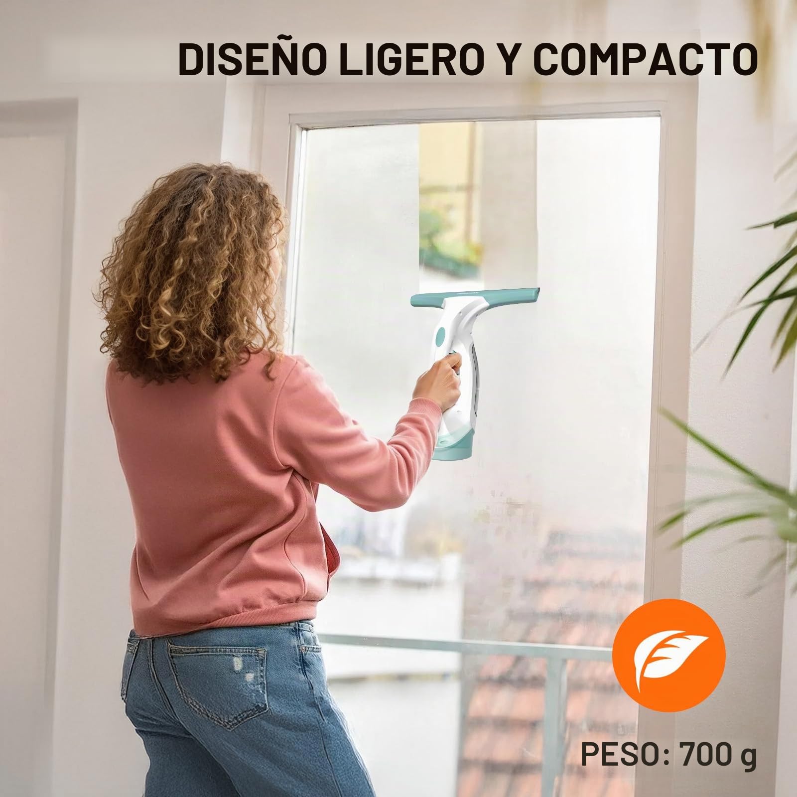 DOVAMAN WC01A Limpiador de Cristales, 30 min de Autonomía, Boquilla 280mm, Pulverizador con 2 Paños Microfibra, Depósit 150ml, 150m² por Carga, 700g Limpiacristales Eléctrico