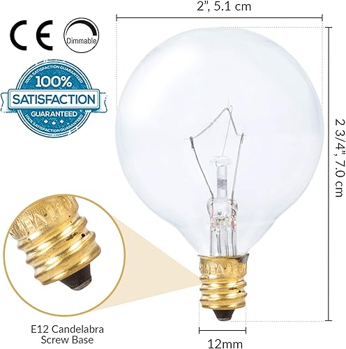 Miniatura 4 de Simba Lighting Calentador de cera aromática, globo pequeño G16.5, bombilla redonda de 25 W, base de candelabro E12 (paquete de 4) para candelabro,