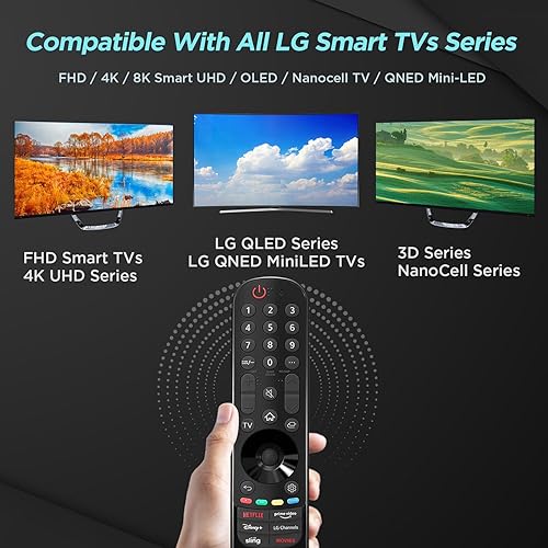 Miniatura 5 de Repuesto para control remoto LG Magic (sin función de voz sin puntero) Compatible con modelos LG UHD OLED QNED NanoCell 4K 8K con Netflix, Prime