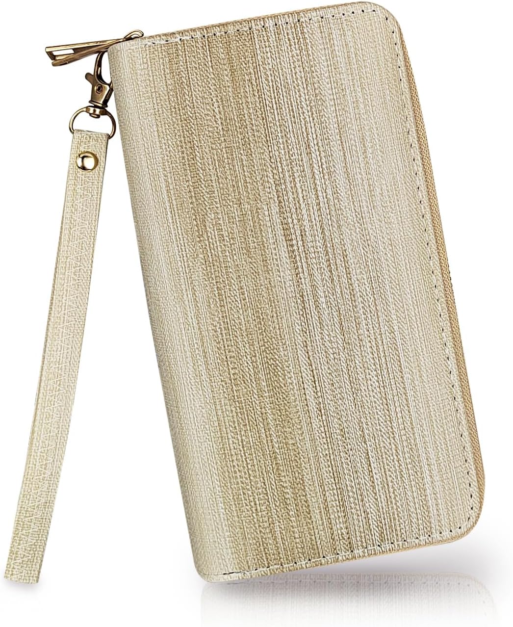 Clutch Wallet for Women, Gradient Color Multi Slot Women’s Wallet with Double Zippers and Detachable Wristband, PU Leather Wallet for Mobile Phones, Lipstick, Loose Powder (gold(B))