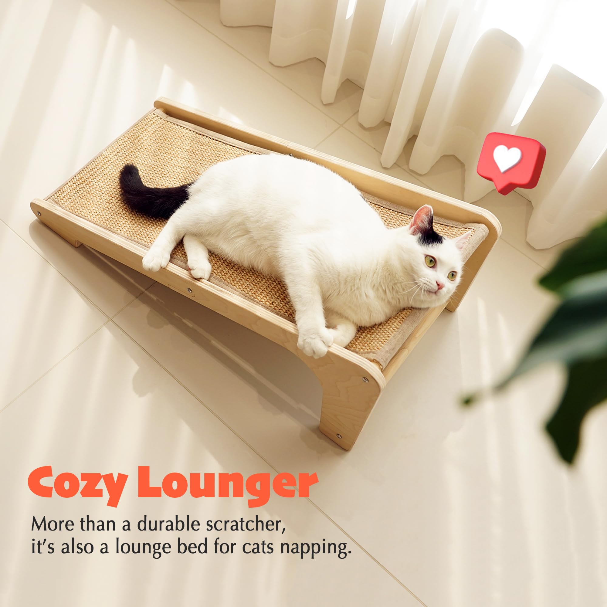 PETKARAY Rampa rascadora de sisal para gatos, poste rascador en forma de L y almohadilla para arañazos para gatos de interior, protector de muebles de pared (grande)