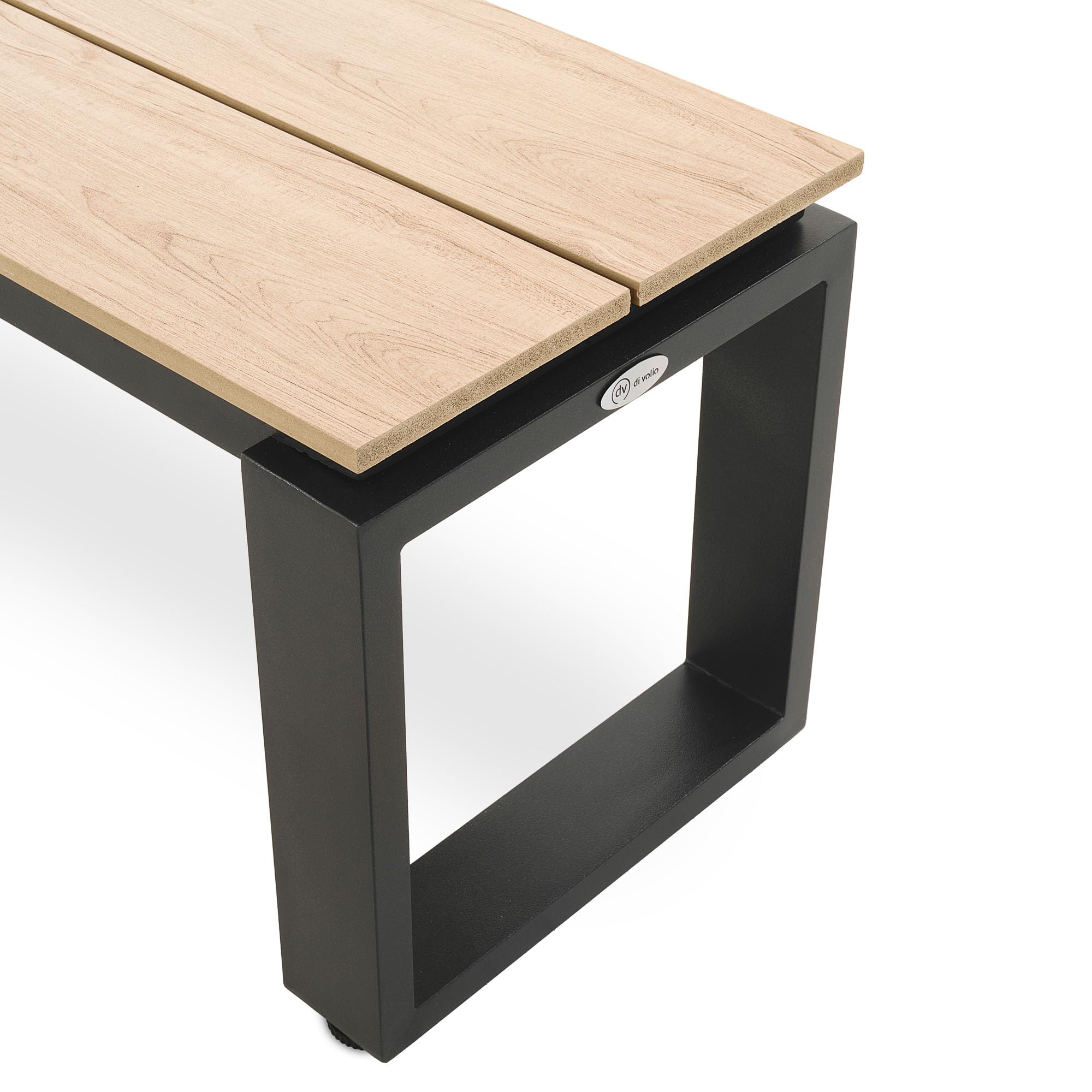 di volio Gartenbank Pisa aus Aluminium, Holzoptik, 160x36,5x41,5 cm, Gartenbank - wetterfest & langlebig, für Garten, Terrasse und Balkon (2)