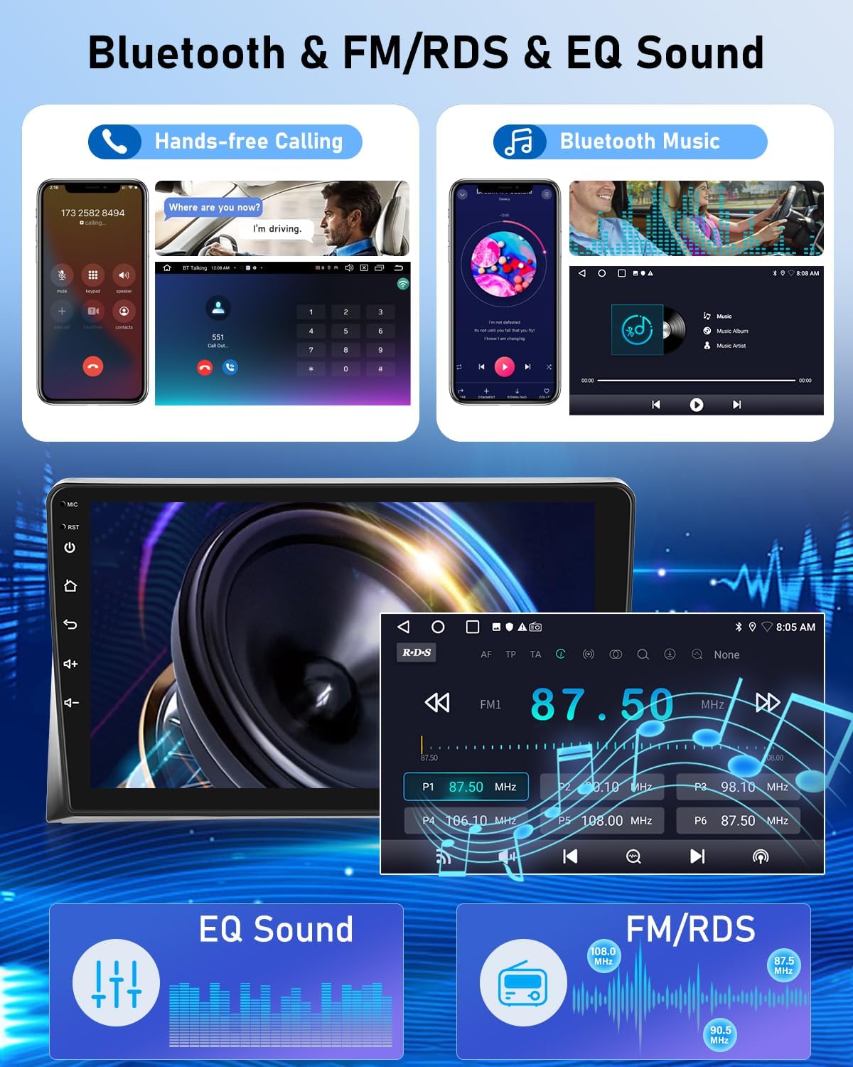NHOPEEW 2G+64G Android Autoradio per VW T5 Multivan 2008-2015 - 9 pollici Stereo con Senza fili Carplay e Android Auto WiFi EQ GPS FM RDS + AHD Telecamera posteriore