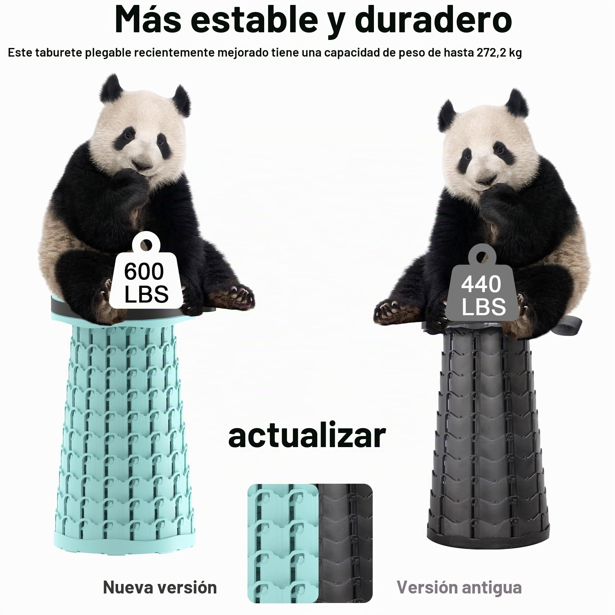 2024 Taburete Plegable Portátil, Taburete Telescópico Ligero y Duradero para Actividades al Aire Libre como Viajes, Pesca, Senderismo y Camping MAX Cargando 200 kg con Carabinero