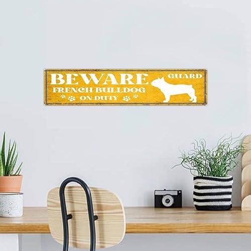 Miniatura 11 de Homsuita Beware Guard Dogs on Duty Wood Pallet Wall Plaque Sign Farmhouse Table Wall Decorative Wooden Signs Retro Dog Warning Oil Painting Wood