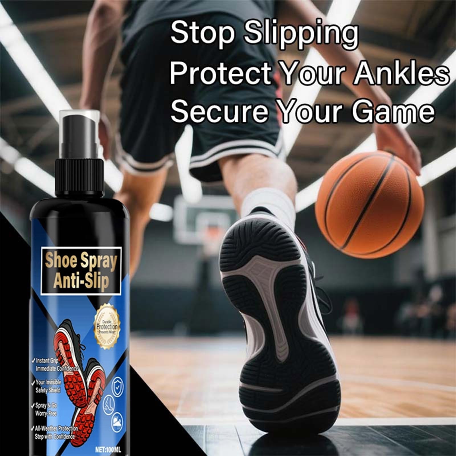 Spray Anti-Dérapant pour Chaussures 100 ML Améliorateur d'Adhérence pour Semelle