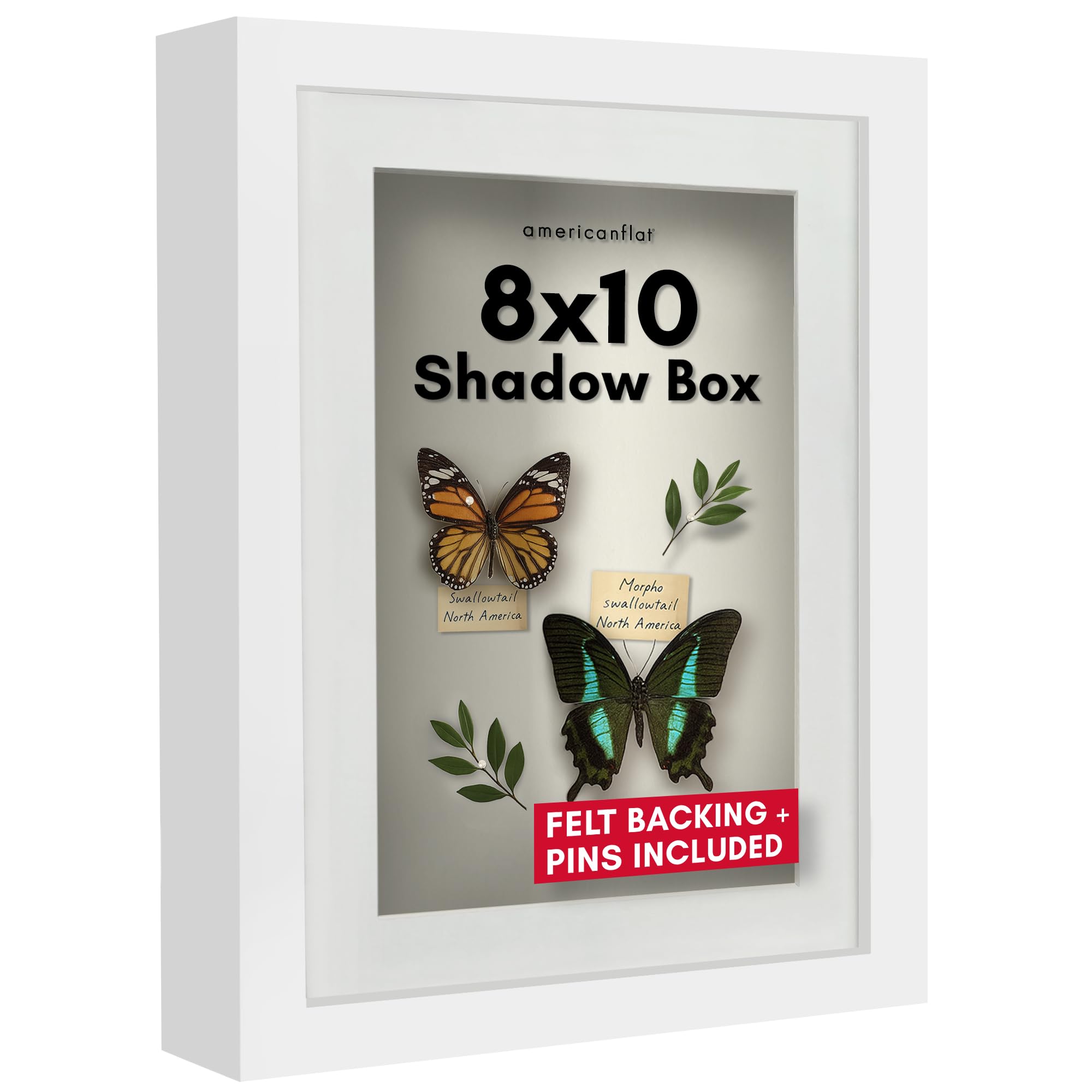 Americanflat Rama do zacienienia z matą o wymiarach 15,2 x 25,4 cm i miękkim lnianym spodem, duża rama z materiału drewnopochodnego i odpornego na pęknięcia szkła, na ścianę lub stół, 20,3 x 25,4 cm