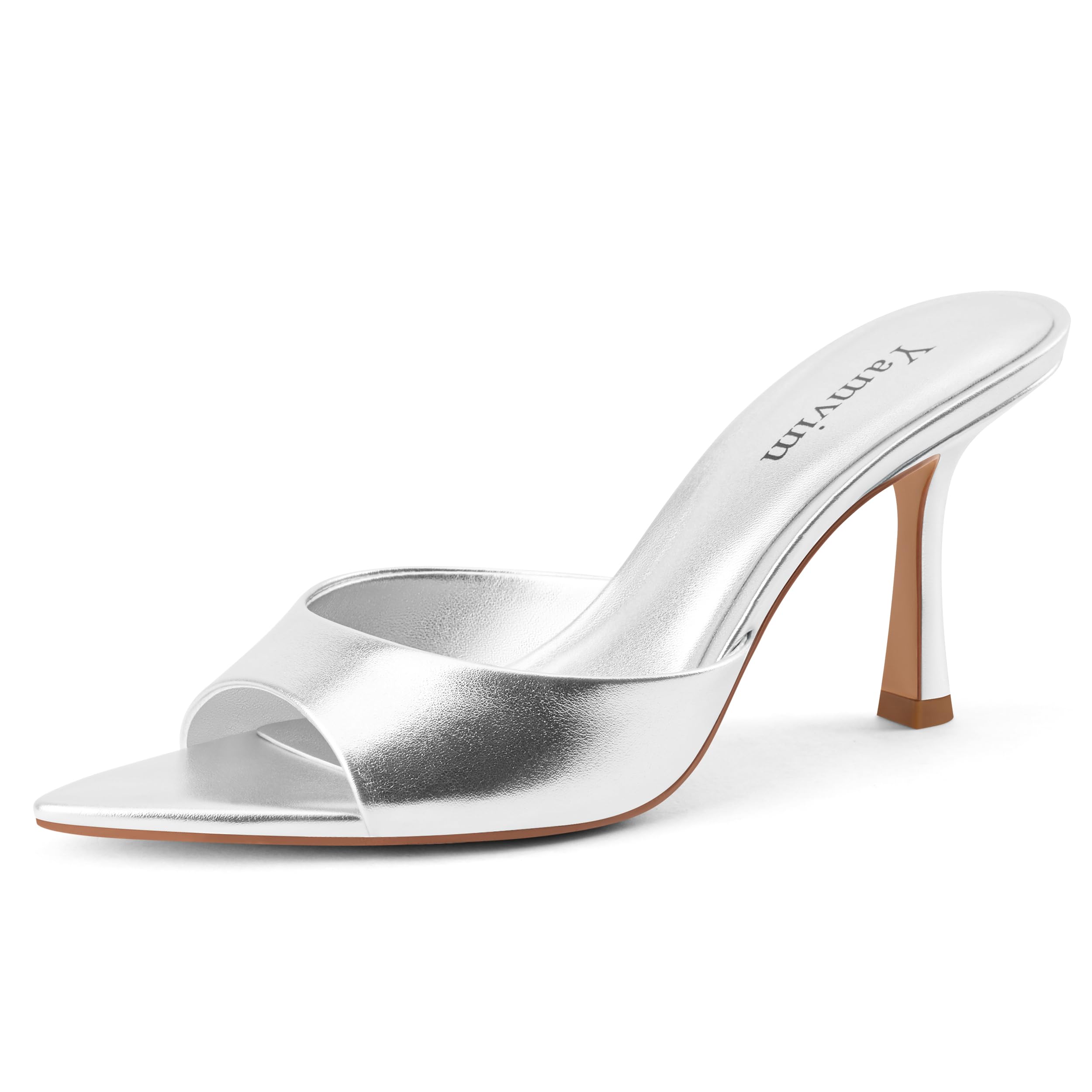 Heel Mules for Women Pointed Open Toe High Heel Sandals