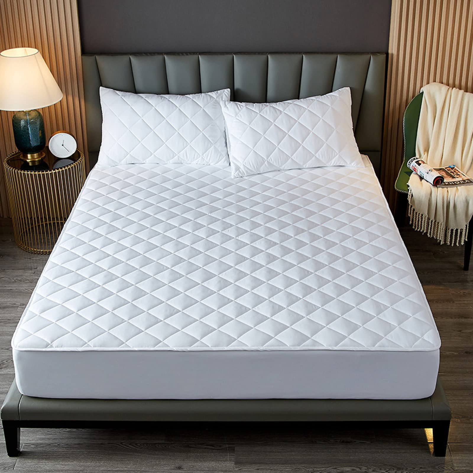 Coprimaterasso Trapuntato Super King 180x200 Cm - Morbido, Antiacaro, Con Gonna 30 Cm, Qualità Alberghiera - Foto 6