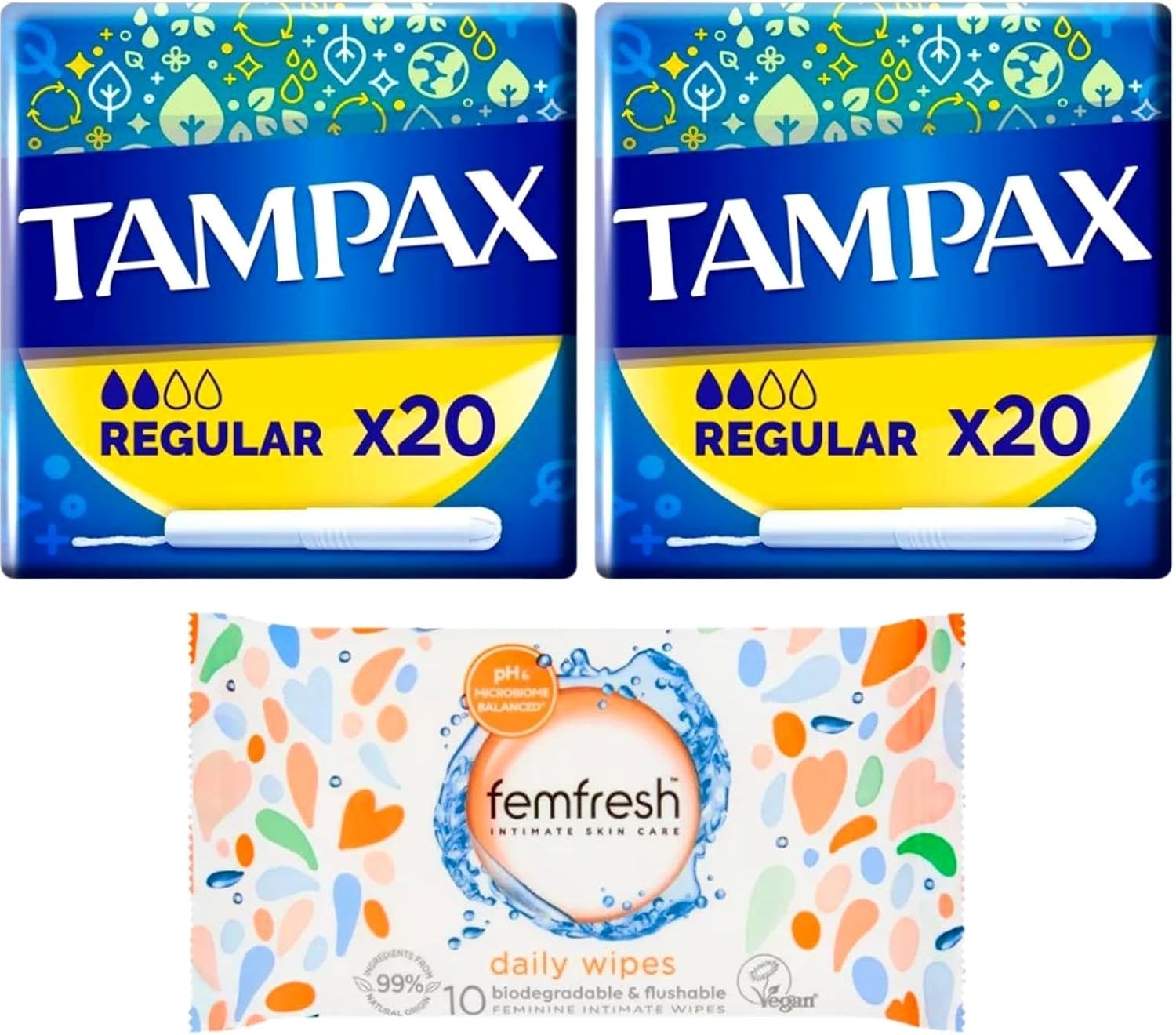Tampons Multipack Bundle with 2X Tampax Regular Tampons with Cardboard