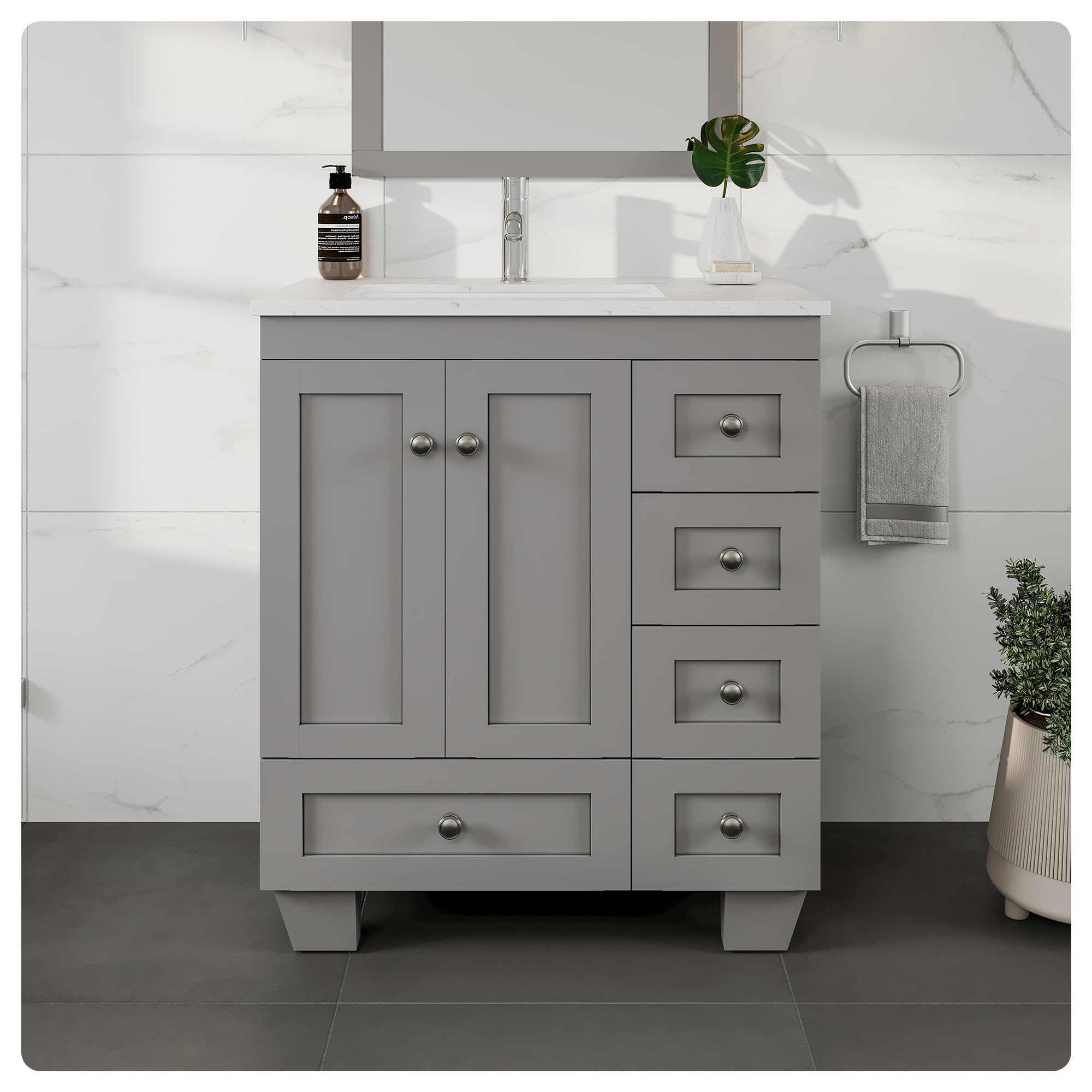 Eviva Happy 28 Inch Grey Bathroom Vanity