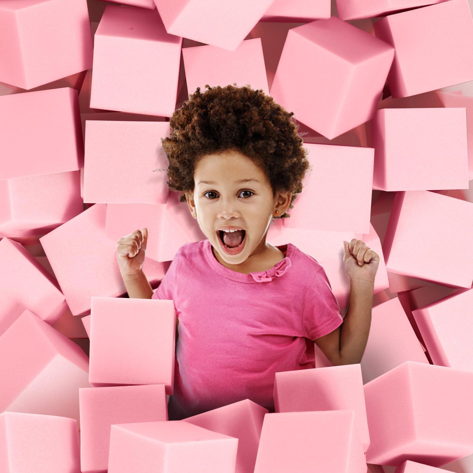 Foam Pit Cubes, 24 PCS 5 Inches Gymnastics Foam Blocks Trampoline Blocks, Multi-Sport Protective Padding for Freerunning, Trampoline, Parkour, Skate Parks & BMX - Pink