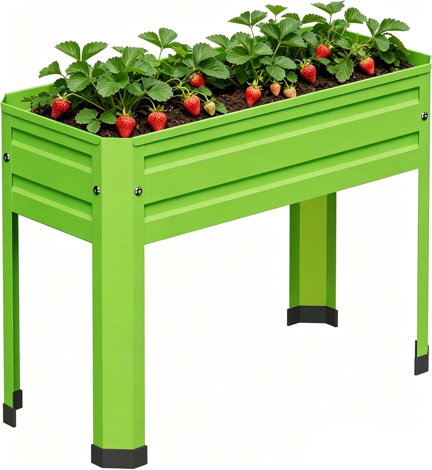ALBAD Galvanized Raised Garden Bed with Legs, Outdoor Elevated Planter Box for Vegetables Herbs Strawberries, Rustproof Steel Garden Bed for Balcony Patio Backyard, Green