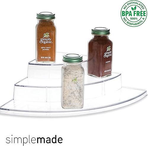 Miniatura 5 de SIMPLEMADE Estante esquinero transparente para especias  Estante esquinero de tres niveles encimera y gabinete de almacenamiento y organizador de