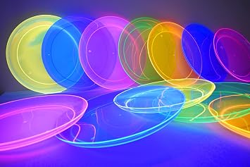 Blacklight Reactive Party Plates with FREE Blacklight Balloons 20, 10.25 inch