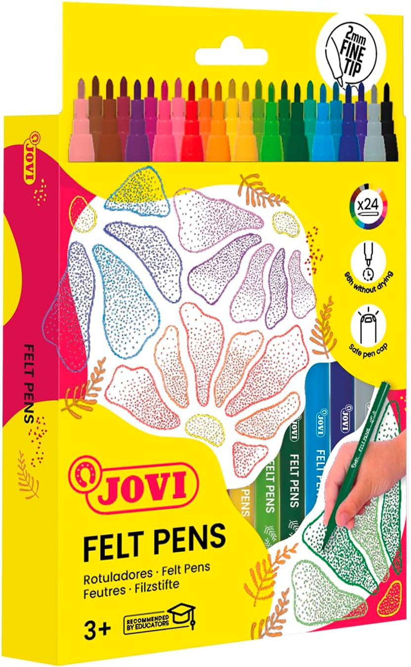 Jovi - FELT PEN Fineliner, Fine Point, 24 Colour Case, 2 mm Tip