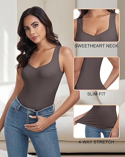 Miniatura 4 de WOWENY Camiseta sin mangas de forro polar térmico para mujer, sin mangas, cuello corazón, chaleco de invierno, ropa interior, camiseta cálida