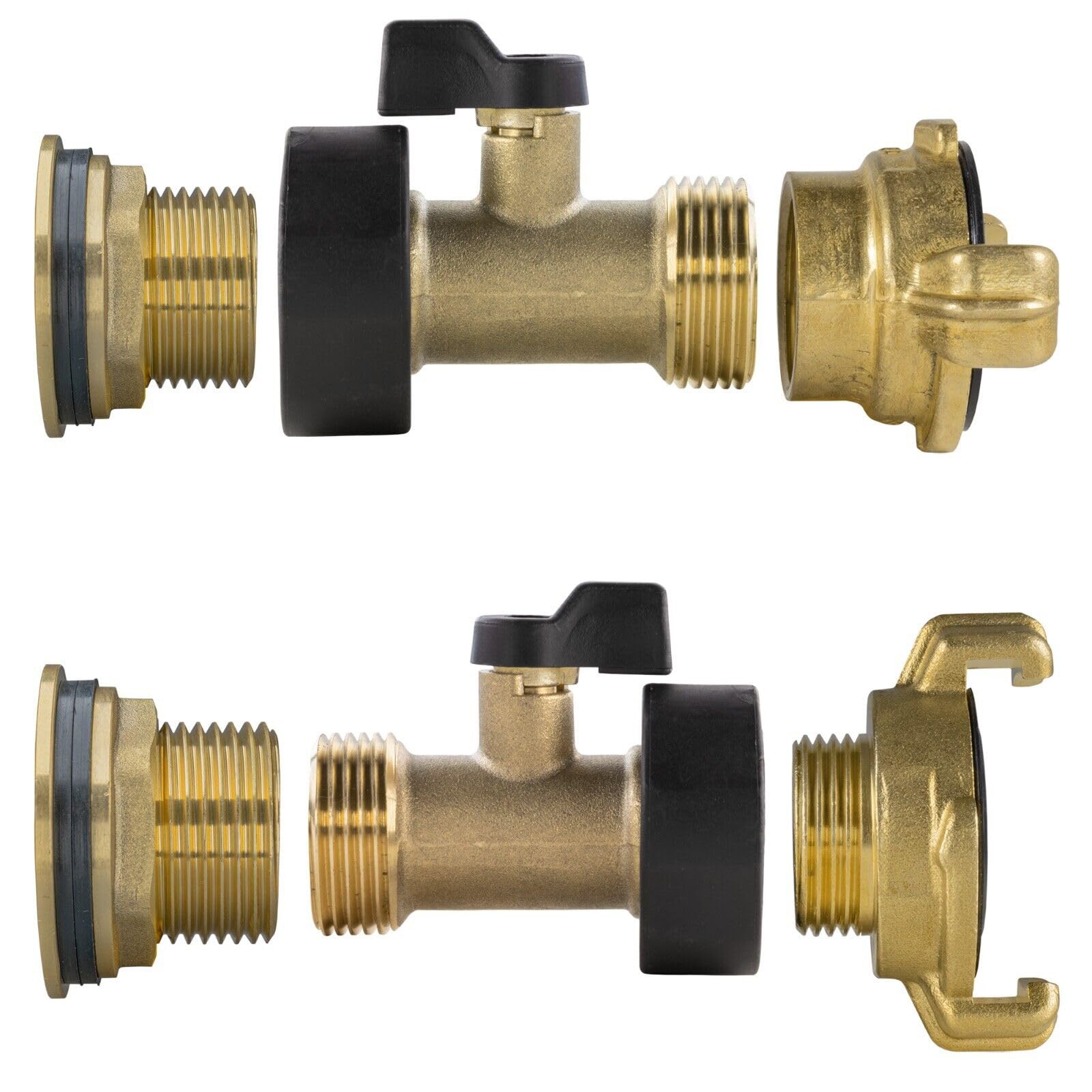 3/4" Water Butt Replacement Faucet – Brass Metal Lever Tap with UK Bib Outlet & Hose Barb Adapter,Quick Connect Garden Hosepipes (Brass Valve + GEKA)