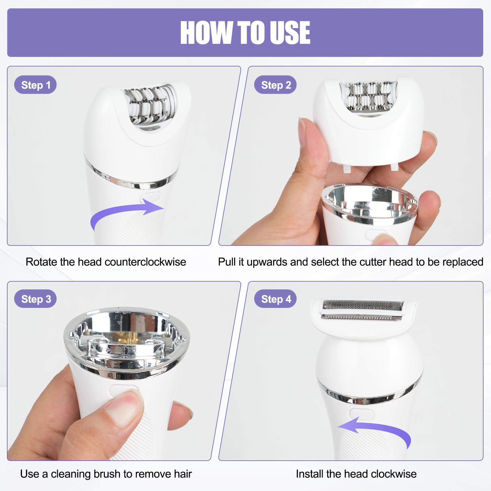 Pluxy Epil Pro 3.0 - Epilatore viso da donna, epilatore per il viso Pluxy 7 in 1, con dock di ricarica USB e display a LED, epilatore facciale impermeabile per ascelle, braccia, gambe, bikini