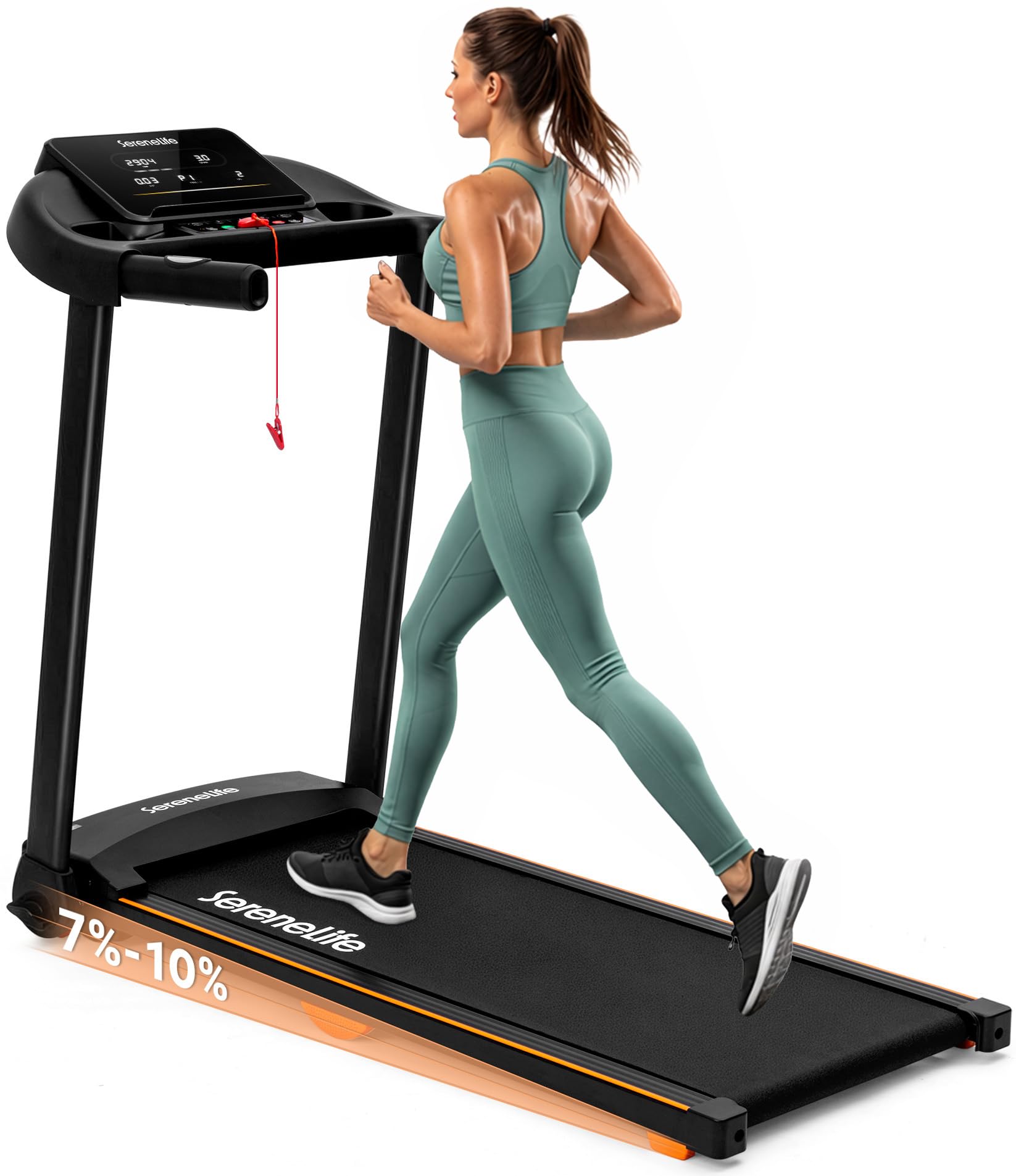 Photo 1 of ***MISSING SCREWS*** SereneLife Treadmill with Incline & Handle Bars | Compact Portable Walking Pad & Treadmill for Home/Apartment | Wide Running Belt 40" x 16" | Includes Workout Trainer Program with Bluetooth App