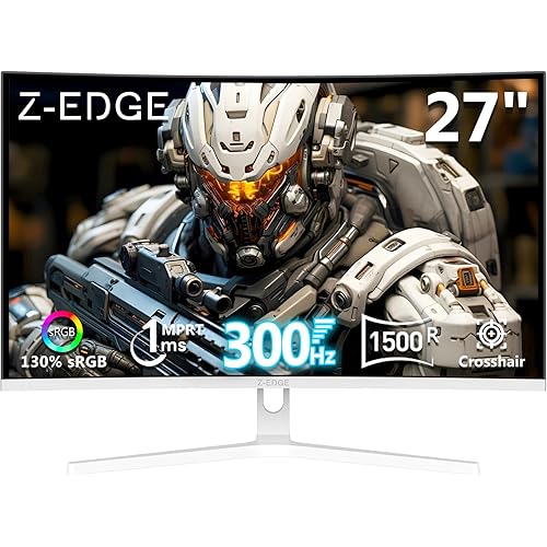 Z Z-EDGE 27 inch Curved Gaming Monitor, FHD 1080P 300Hz 240Hz Computer Monitor, Ultra-Fast MPRT 1ms Curved Monitor, 1500R, 16.7M Colors, UG27H Frameless Bezel, 2X DP 1.4 Ports and 2X HDMI 2.0 Ports