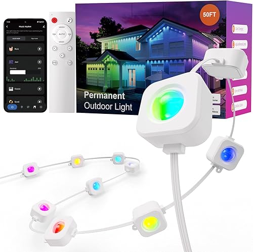 Miniatura 9 de Luces permanentes para exteriores, luces RGB para exteriores de 150 pies para decoración de casa, iluminación de aleros inteligentes, tira LED