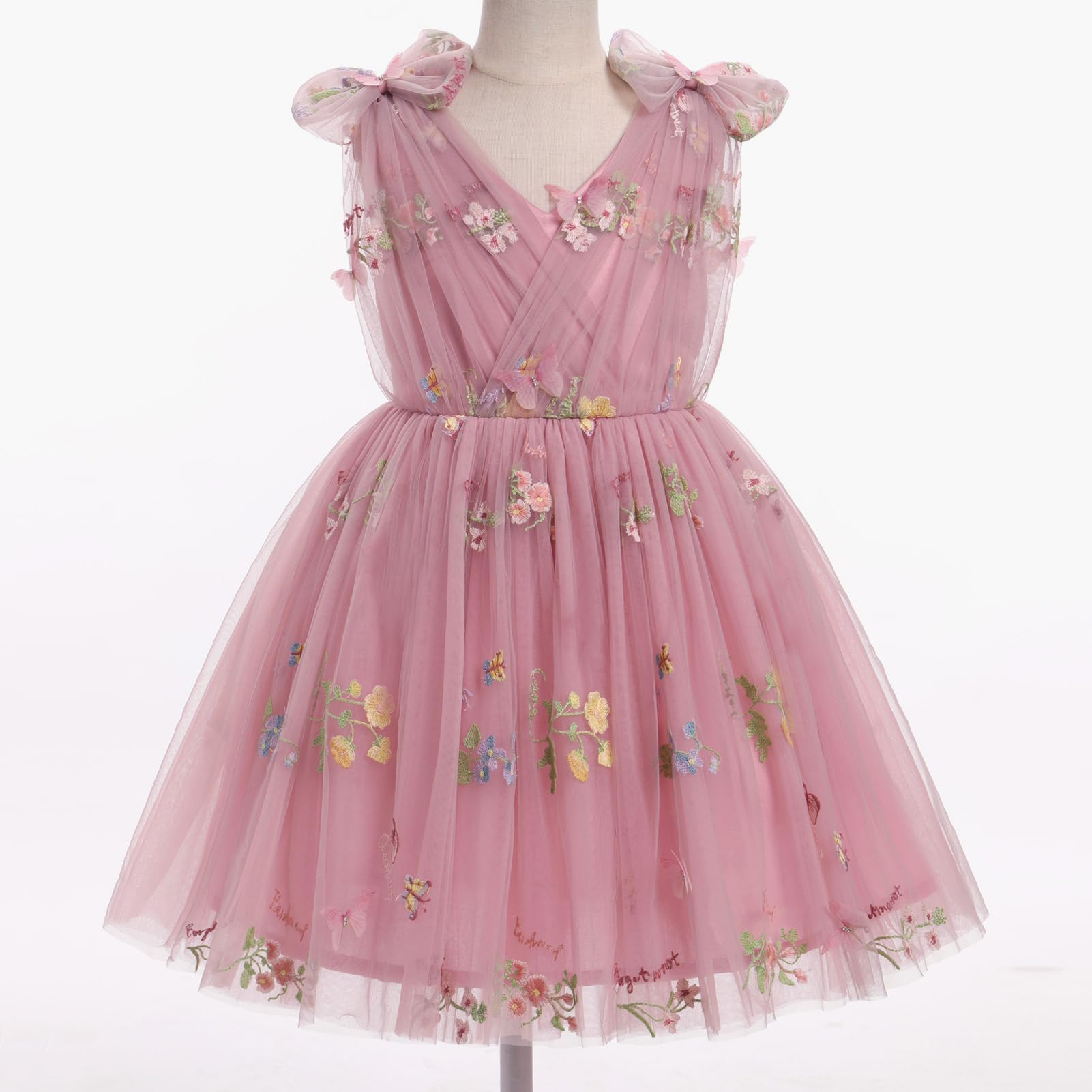 IMEKIS Vestido de mariposa para niñas pequeñas, lentejuelas brillantes, tul, boda, formal, cumpleaños, 2-10T