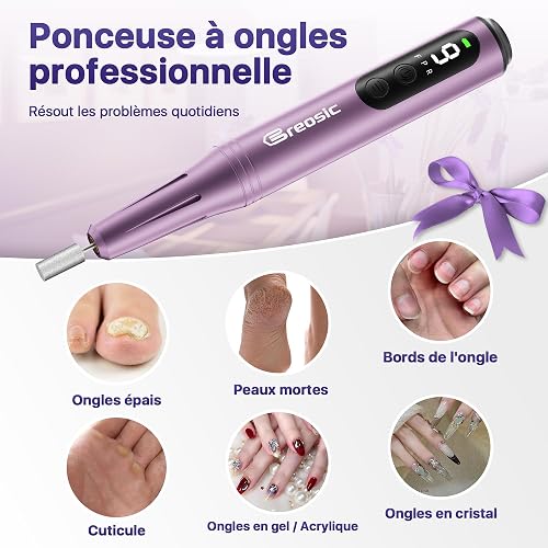 Cordless Electric Nail Drill, 12 in 1 Electric Nail File Kit, Purple - 5