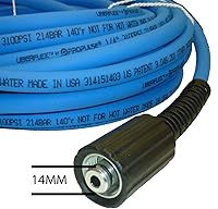 Vista 2 de UBERFLEX - Manguera de lavado a presión resistente a los golpes, 1/4 de pulgada x 25 pies, de 3100 psi, con dos (2) conectores de 22 mm