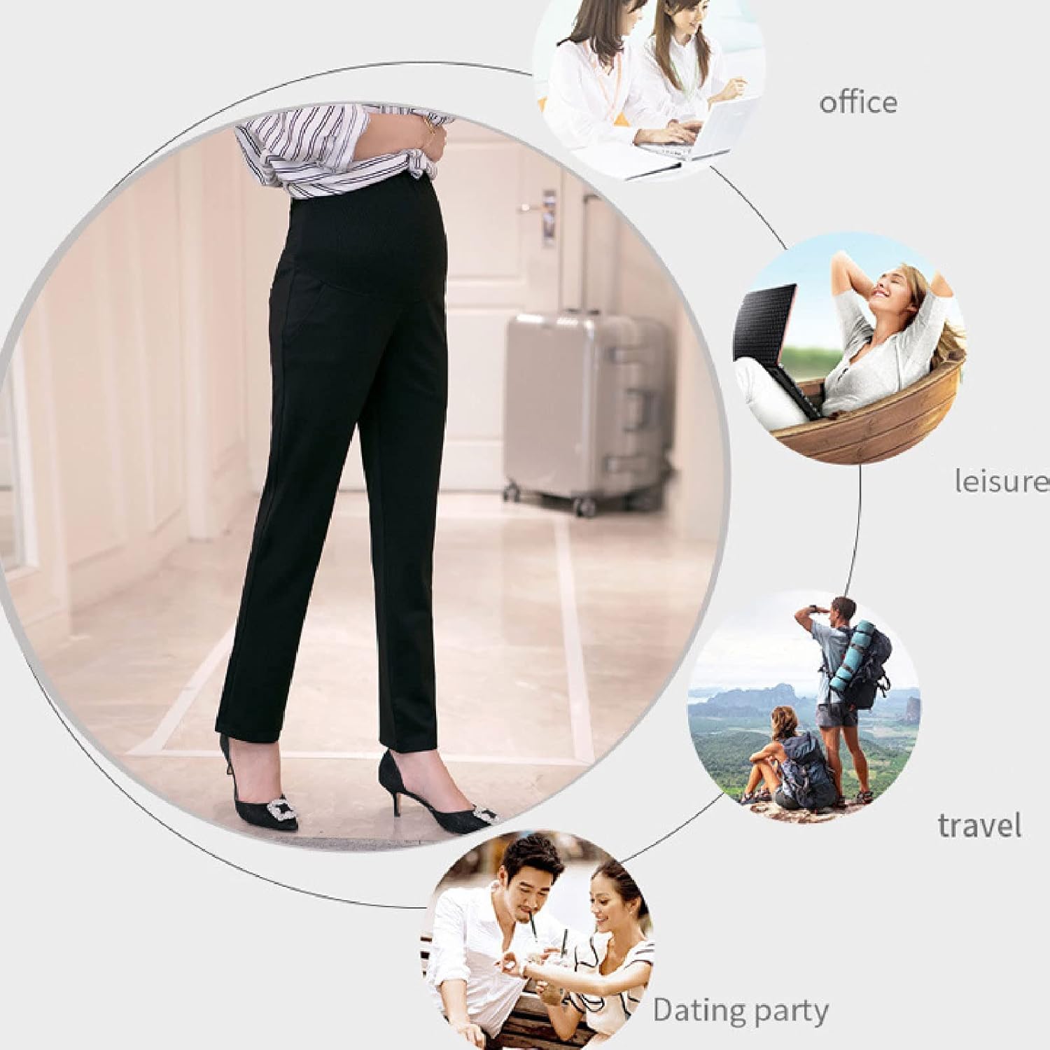 Maternity Pants Women Pregnancy Stretchy Pants Soft Casual Straight Capris with Pockets for Home Work XXL : Clothing, Shoes & Jewelry