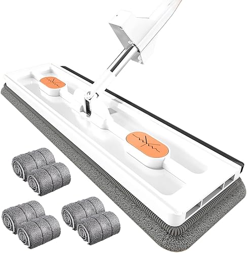 Miniatura 7 de Nuevo trapeador de fibra ultrafina 2024 con mango ajustable de acero inoxidable de 54 pulgadas, 2 almohadillas lavables, trapeador de polvo